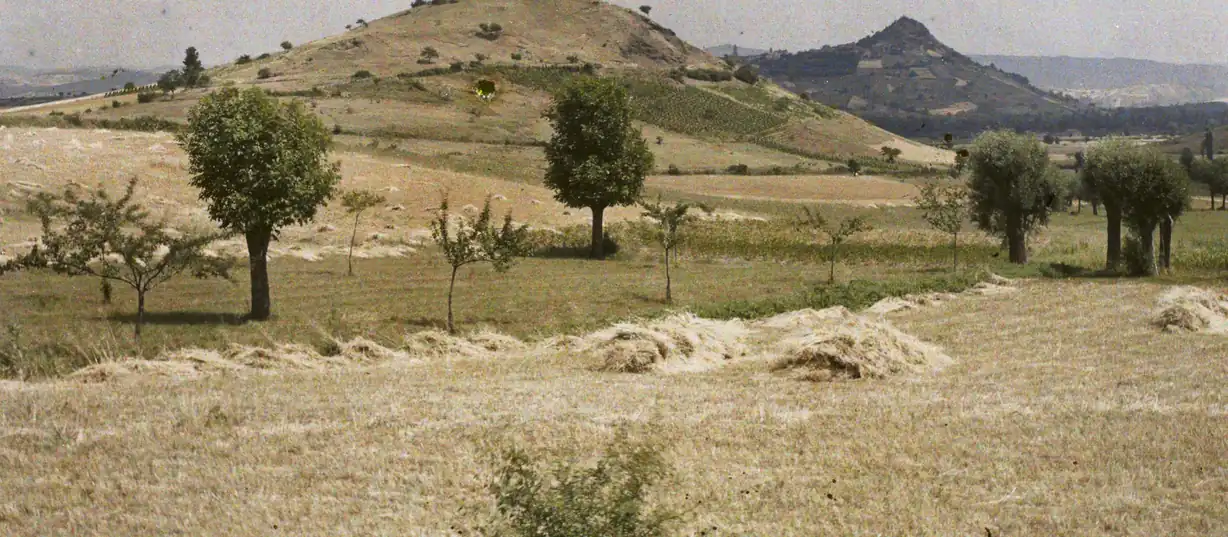 Collines et champs en Auvergne, près du puy de Dôme